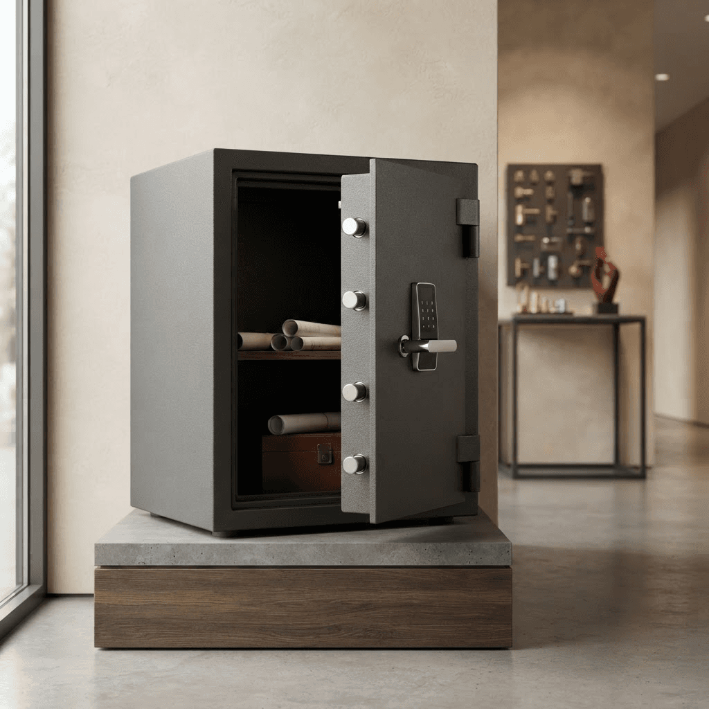 Modern security safe in a professional showroom